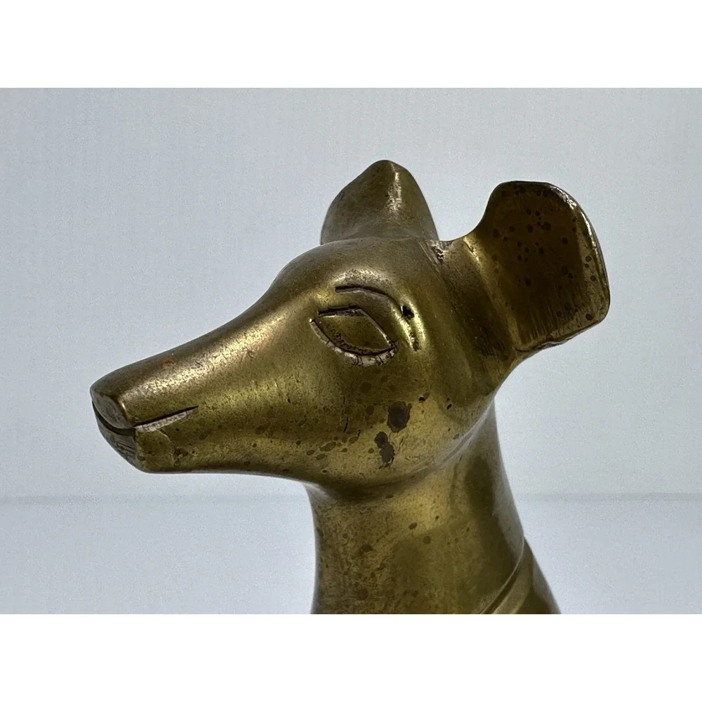 Vintage Bronze Brass Sitting Dog Greyhound Figurine 5